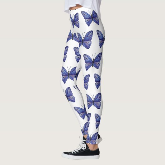 Blue Butterfly Waterverf Aangepaste Leggings (Links)