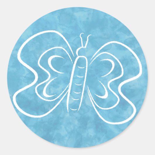 Blue Butterfly Waterverf Art Custom Ronde Sticker (Voorkant)