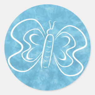 Blue Butterfly Waterverf Art Custom Ronde Sticker