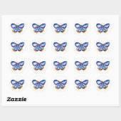 Blue Butterfly Waterverf Classic Ronde Sticker (Vel)