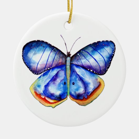 Blue Butterfly waterverf kunst Ornament (Voorkant)