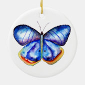 Blue Butterfly waterverf kunst Ornament (Achterkant)