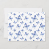Blue Butterfly Waterverf Pattern Vrijgezellenfeest Bedankkaart (Achterkant)