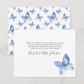 Blue Butterfly Waterverf Pattern Vrijgezellenfeest Bedankkaart (Voorkant / Achterkant)