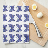 Blue Butterfly Waterverf theedoek (Quarter Fold)