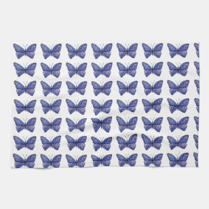Blue Butterfly Waterverf theedoek