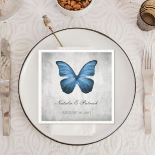 Blue Butterfly Wedding Paper Napkins Servet