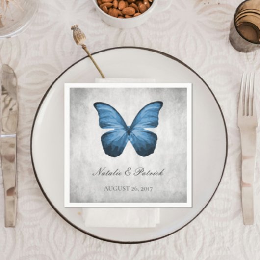 Blue Butterfly Wedding Paper Napkins Servet