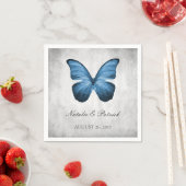 Blue Butterfly Wedding Paper Napkins Servet (Insitu)