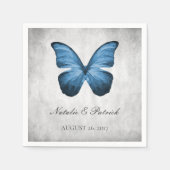 Blue Butterfly Wedding Paper Napkins Servet (Voorkant)