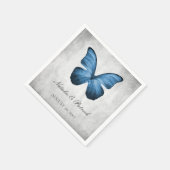 Blue Butterfly Wedding Paper Napkins Servet (Hoek)