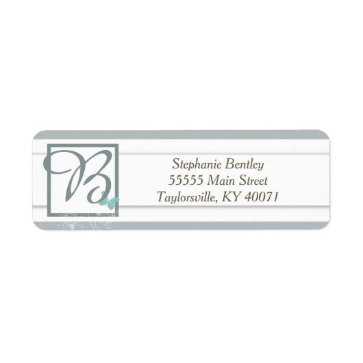 Blue Butterfly Wedding Return Address Label (Voorkant)