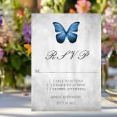 Blue Butterfly Wedding RSVP Kaart