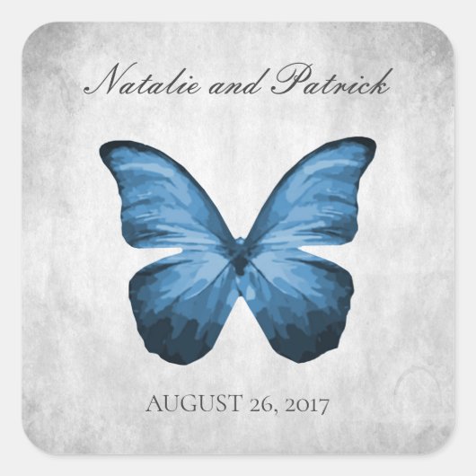 Blue Butterfly Wedding Stickers (Voorkant)