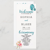 Blue Butterfly White Wedding Programme (Voorkant / Achterkant)