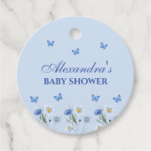 Blue Butterfly Wildflower Baby shower Dank u Bedankjes Labels (Voorkant)