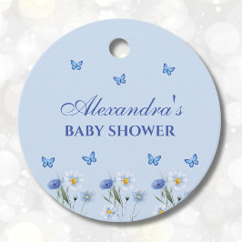 Blue Butterfly Wildflower Baby shower Dank u Bedankjes Labels