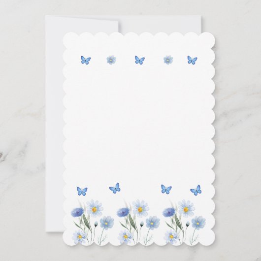 Blue Butterfly Wildflower Spring Vrijgezellenfeest Kaart (Achterkant)