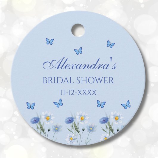 Blue Butterfly Wildflower Vrijgezellenfeest Dank u Bedankjes Labels