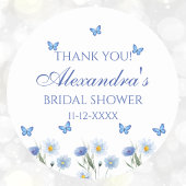Blue Butterfly Wildflower Vrijgezellenfeest Dank u Ronde Sticker