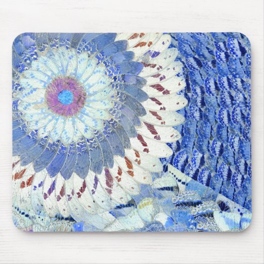 Blue Butterfly Wing Art Mousepad Muismat (Voorkant)