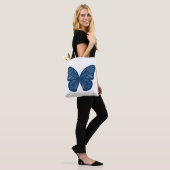 Blue Butterfly Wings Illustratie Canvas tas (Op model)