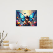 Blue Butterfly Woman Poster (Keuken)
