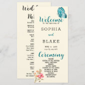  Blue Butterfly Yellow Wedding Programme (Voorkant / Achterkant)