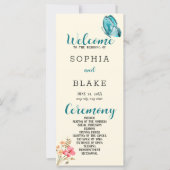  Blue Butterfly Yellow Wedding Programme (Voorkant)