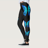 Blue Butterfly Zwart Modern Trendy Hot Leggings (Links)