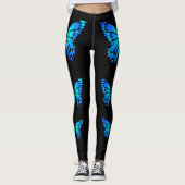Blue Butterfly Zwart Modern Trendy Hot Leggings (Voorkant)