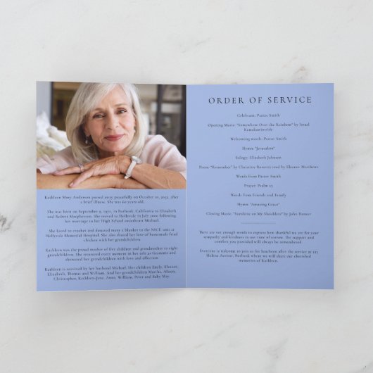 Blue Butterlflies Photo Memorial Service Programme Programma (Binnen)