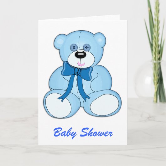 Blue Button Eyed Teddy Bear Baby shower (Voorkant)