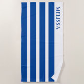 Blue Cabana Stripe Personalized Summer Vacation Strandlaken (Voorkant)