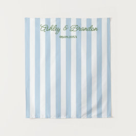 Blue Cabana Stripe Personalized Wedding Wandkleed