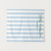 Blue Cabana Stripe Personalized Wedding Wandkleed (Voorkant (horizontaal))
