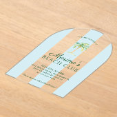 Blue Cabana Stripes Palm Beach Club Verjaardagsboo Acryl Uitnodigingen (Laagn)