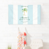 Blue Cabana Stripes Palm Beach Club Welcome Spandoek (Insitu)