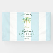 Blue Cabana Stripes Palm Beach Club Welcome Spandoek (Horizontaal)