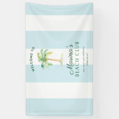Blue Cabana Stripes Palm Beach Club Welcome Spandoek (Verticaal)