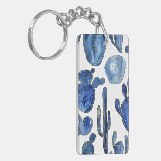 Blue Cactus Desert Chic NAME Travel Sleutelhanger (Voorkant Links)