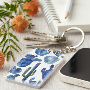 Blue Cactus Desert Chic NAME Travel Sleutelhanger