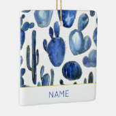 Blue Cactus Gold Desert Chic NAME Reizigfun Keramisch Ornament (Rechts)