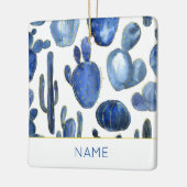 Blue Cactus Gold Desert Chic NAME Reizigfun Keramisch Ornament (Links)