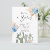 BLUE Cactus Taco 'bout BABY Boy Shower Uitnodiging (Staand voorkant)