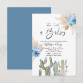 BLUE Cactus Taco 'bout BABY Boy Shower Uitnodiging (Voorkant / Achterkant)