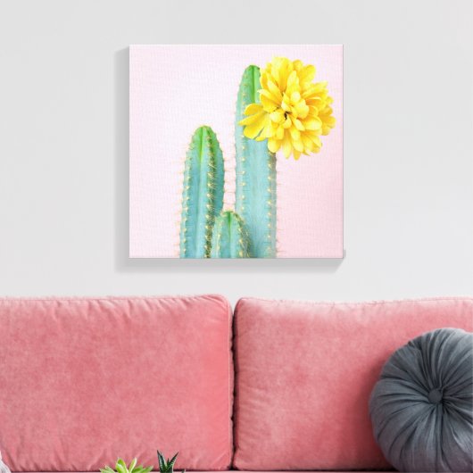 Blue Cactus Trio Canvas Afdruk (Insitu (Woonkamer))