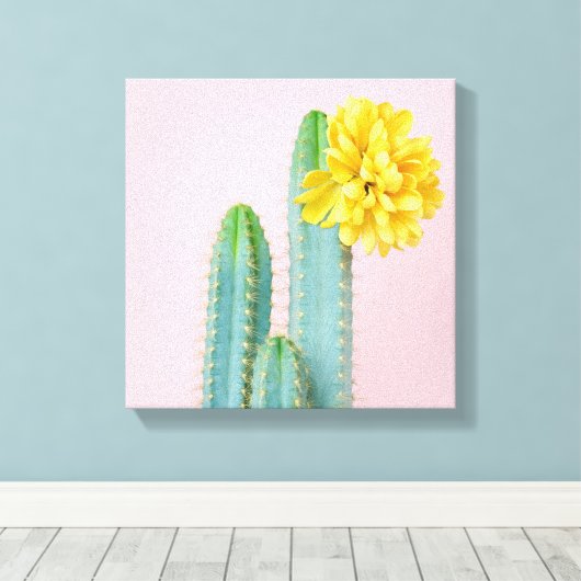 Blue Cactus Trio Canvas Afdruk (Insitu (Houten vloer))