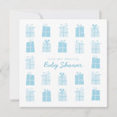 Blue Cadeaus (Boy) Baby shower uitnodiging (Voorkant)
