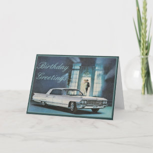 Blue Cadillac Elegant Verjaardag Kaart